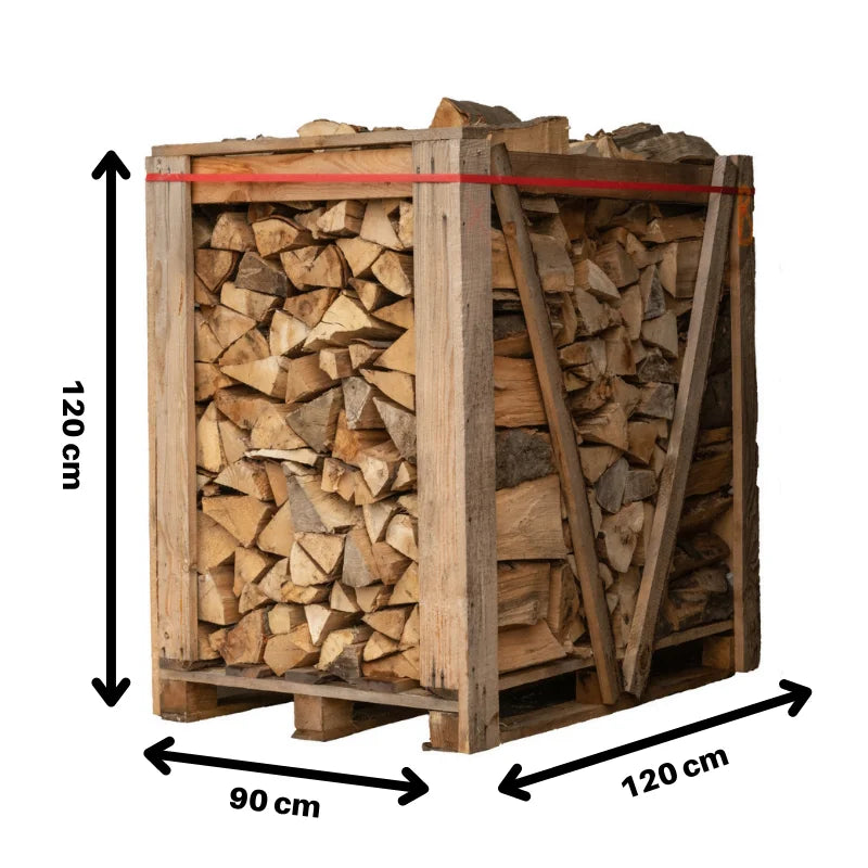 4 x Paletten (2 x Weißeiche + 2 x Buche/Hainbuche) – 25cm-Scheite