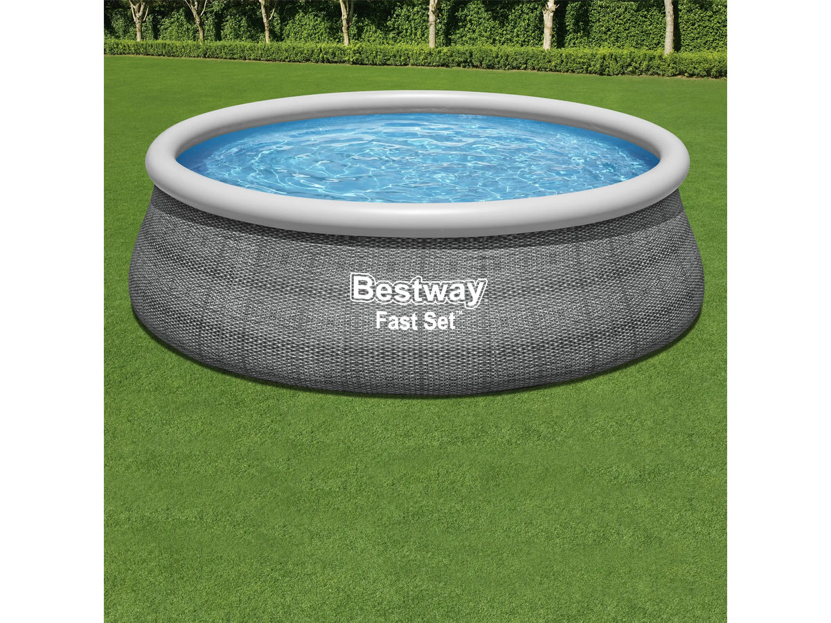 Bestway Fast Set Aufstellpool-Set Ø 457 x 122 cm Rund Schiefergrau