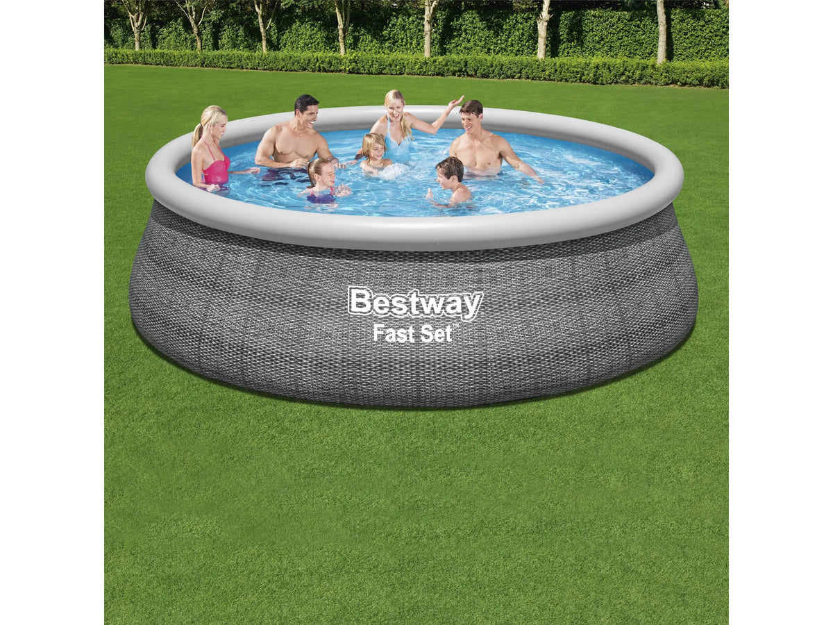 Bestway Fast Set Aufstellpool-Set Ø 457 x 122 cm Rund Schiefergrau