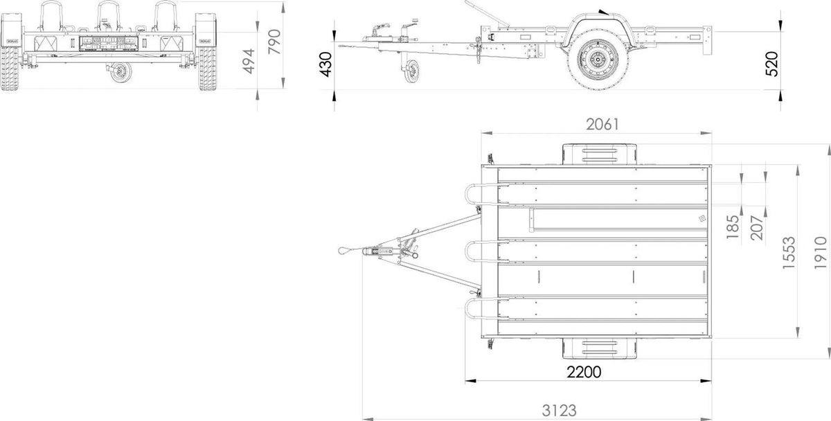 Motorradanhänger 220x155 UNITRAILER MOTO 3 Feder
