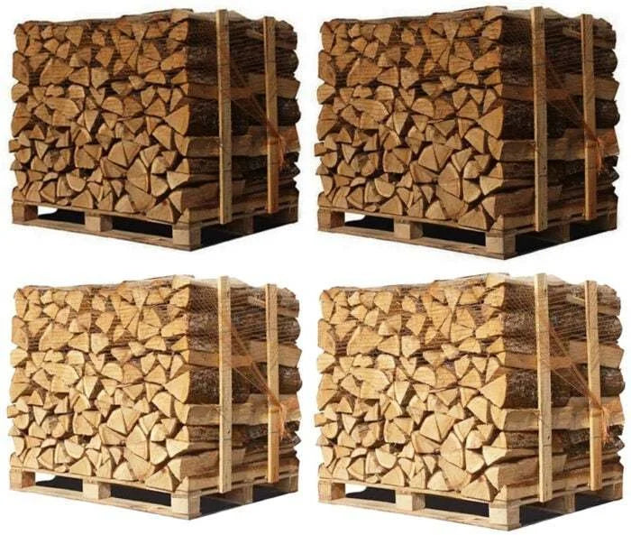 4 x Paletten (2 x Weißeiche + 2 x Buche/Hainbuche) – 30cm-Scheite