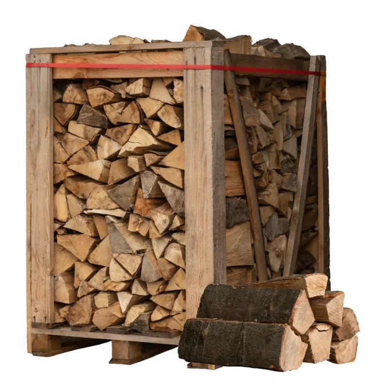 2x Paletten (Weißeiche + Buche/Hainbuche) – 30cm-Scheite
