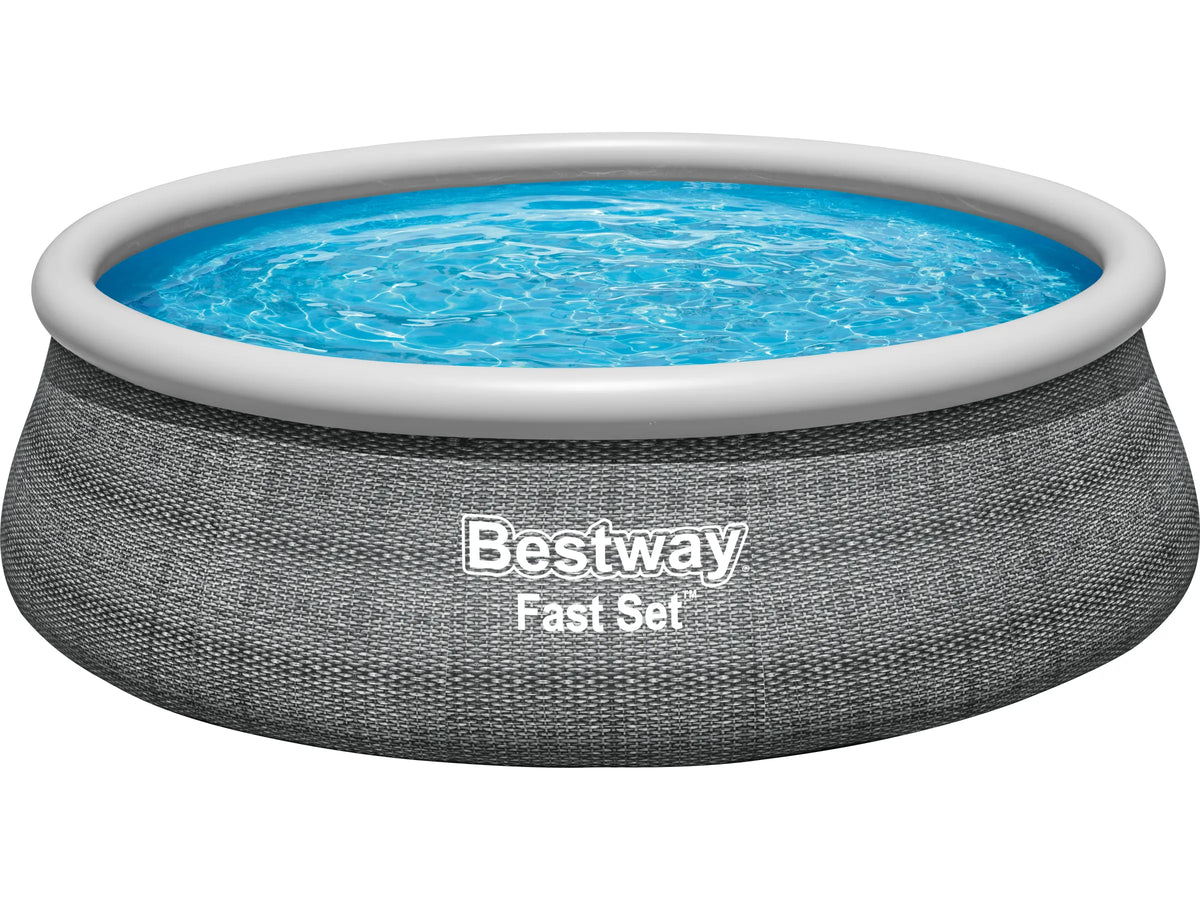 Bestway Fast Set Aufstellpool-Set Ø 457 x 122 cm Rund Schiefergrau
