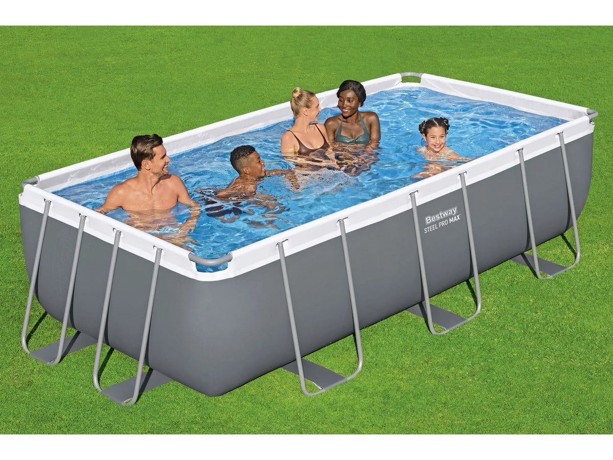 Bestway Stahlrahmen-Pool Set Steel Pro Max Frame 404x201x100 cm Rechteckig Grau