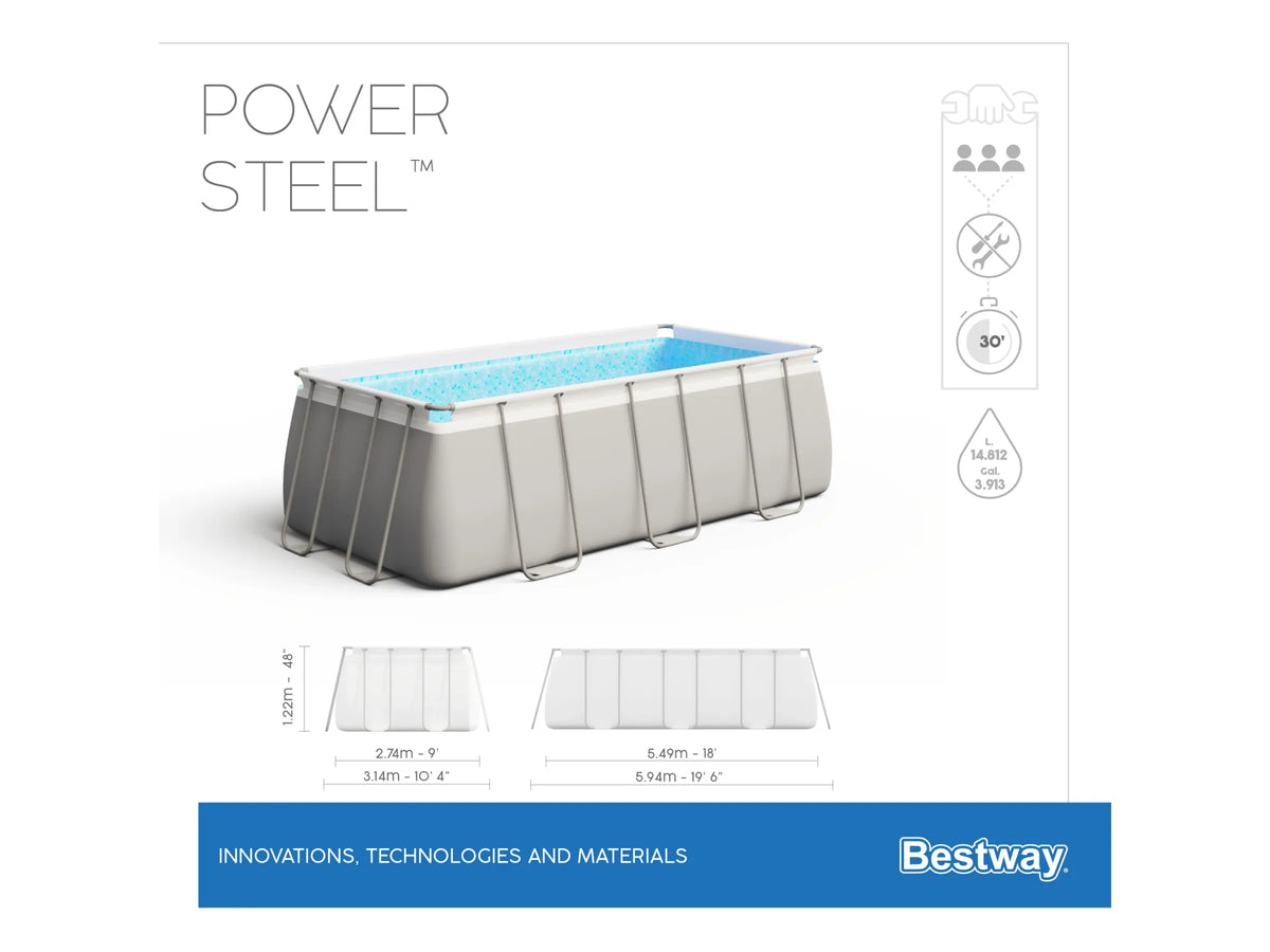 Bestway Stahlrahmenpool-Set Power Steel 549 cm x 274 cm x 122 cm Rechteckig