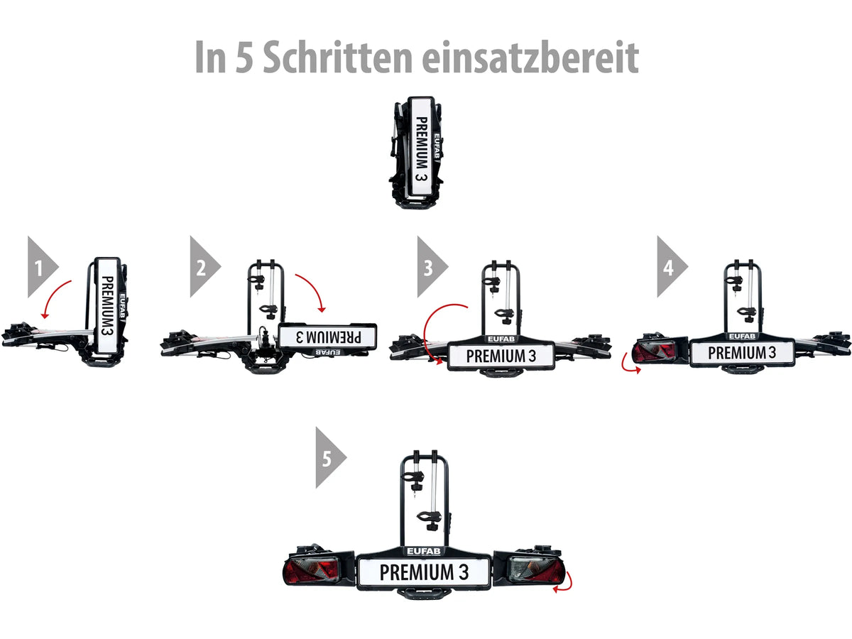 Eufab Fahrrad-Kupplungsträger Premium 3 mit Abklappfunktion