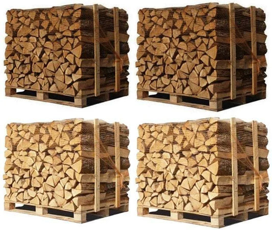 4 x Paletten (2 x Weißeiche + 2 x Buche/Hainbuche) – 25cm-Scheite