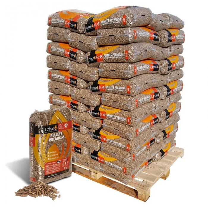 Crépito Holzpellets – Palette mit 72 Säcken à 15 kg